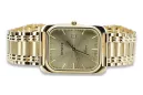 14k Gold Rectangular Men's Watch, Italian Quartz