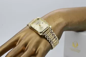 14k Aukso Vyriškas Stačiakampis Laikrodis, Italų Kvarcas