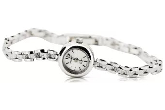 Krásné ženské hodinky z bílého 14k zlata LW084W