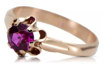 Anneau Rubis Or rose 14 carats vintage d'origine Style vintage vrc094r