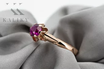 Rubino žiedas Originalus 14k rožinio aukso vintage daiktas Vintage papuošalai vrc094r