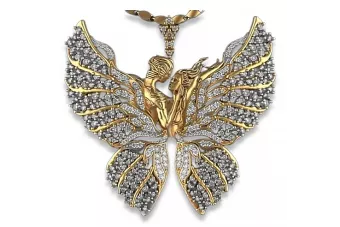 Amarillo oro de 14k hermosa mariposa zircon colgante cgcpz044yw