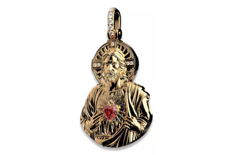 Colgante con icono de medallón de Jesús ★ https://zlotychlopak.pl/es/ ★ Oro 585 333 precio bajo