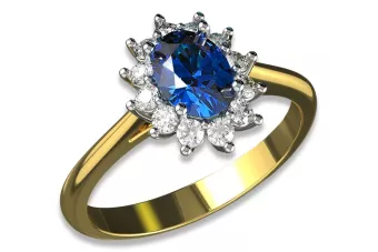 Gelbgold 14k 585 18k 750 9k 375 Verlobungsring Prinzen Saphir Diamanten cgcrd004y