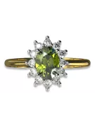 Klasikinis žiedas Vintage Geltonas Peridotas 14k geltonas baltasis auksas cgcrd004yw-yp