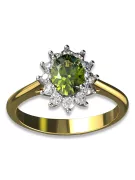 Klasikinis žiedas Vintage Geltonas Peridotas 14k geltonas baltasis auksas cgcrd004yw-yp