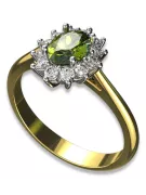 Klasikinis žiedas Vintage Geltonas Peridotas 14k geltonas baltasis auksas cgcrd004yw-yp