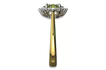 Vintage style Ring Yellow Peridot 14K Yellow White Gold cgcrd004yw