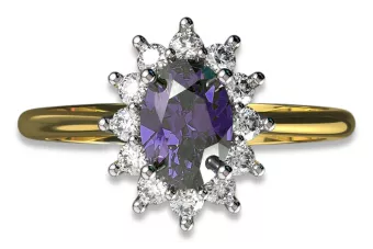 Каблучка Олександрит 14K жовте біле золото Вінтаж прикраси cgcrd004yw