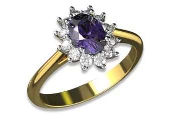 14K Yellow White Gold Alexandrite Ring Vintage style cgcrd004yw
