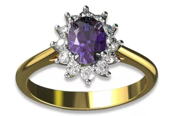 14K Yellow White Gold Alexandrite Ring Vintage style cgcrd004yw