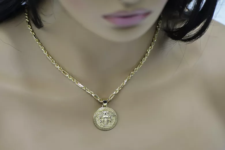 Medallion Medallion Jellyfish & Corda Figaro 14K Gold Chain CPN049Y20 & CC004Y50