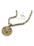 Złoty medalik Grecka droga meduza grecki wzór 14k 585 z łańcuszkiem Corda Figaro cpn049y20&cc004y50