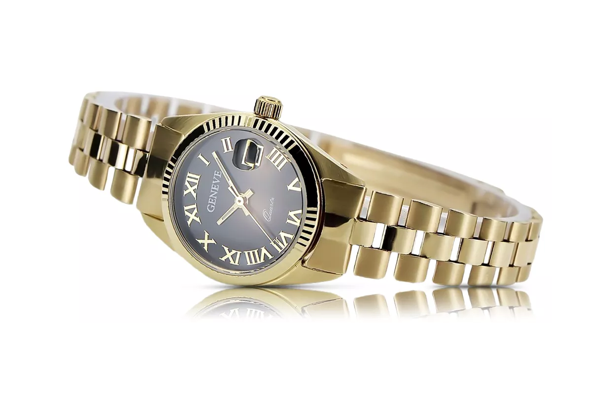 Gold men's watch Geneve ★ zlotychlopak.pl ★ Gold purity 585 333 Low Price!