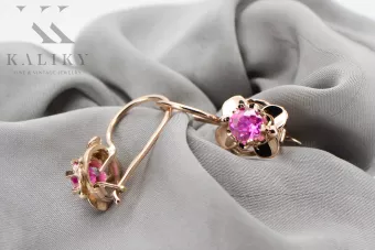 Oro rosa antiguo original de 14k Amatista Pendientes Vintage vec116r