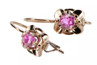 Аметист Оригинално ретро 14k розово злато Обеци Винтидж крафт vec116r