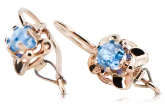 Σκουλαρίκια Aquamarine Original Vintage από ροζ χρυσό 14 καρατίων Vintage Unique vec116r