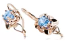 Or rose 14 carats vintage d'origine Aigue-marine Des boucles d'oreilles Vintage vec116r