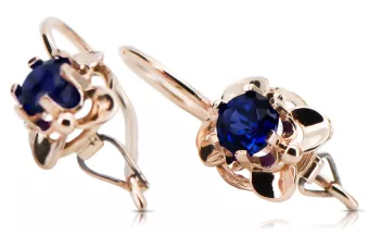 Vintage craft Earrings Sapphire Original Vintage 14K Rose Gold vec116r