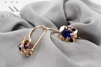 Σαφείρινα σκουλαρίκια Original vintage 14k από ροζ χρυσό
