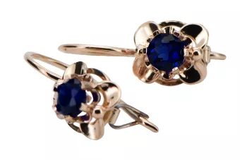 Ohrringe Saphir Originales Vintage-Roségold aus 14 Karat Vintage Handwerk vec116r