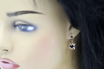 Vintage craft Earrings Sapphire Original Vintage 14K Rose Gold vec116r