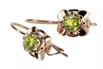 Oro rosa antiguo original de 14k Peridoto amarillo Pendientes Joyería vintage vec116r