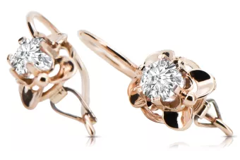 Zirconia Original Vintage 14K produkt s růžovými zlatými náušnice vinobraní šperky Vec116r