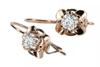 Vintage craft Earrings Zircon Original Vintage 14K Rose Gold vec116r