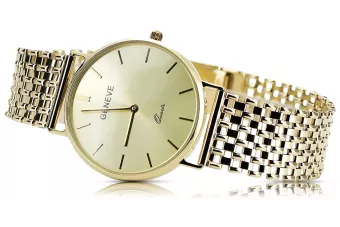 Zlaté pánske hodinky 14K Geneve, Japonský Quartz, 34mm | Zlotychlopak.pl