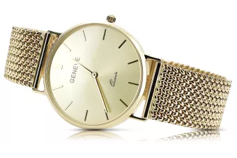 Amarillo oro de 14k hombres reloj Geneve con pulsera mw004ydy