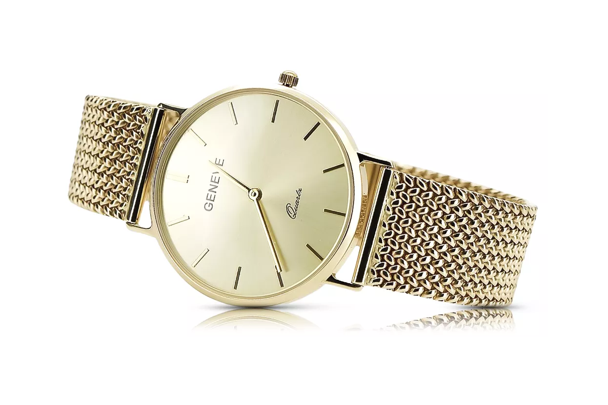 Gold men's watch Geneve ★ zlotychlopak.pl ★ Gold purity 585 333 Low Price!