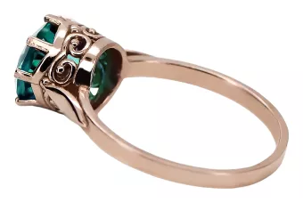 Estilo vintage Anillo Esmeralda Oro rosa antiguo original de 14k vrc366r