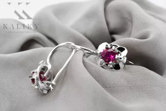 Pendientes vintage de plata 925 Ruby vec116s estilo soviético ruso