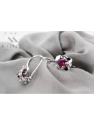 Pendientes vintage de plata 925 Ruby vec116s estilo soviético ruso