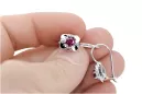 Vintage argent 925 Boucles d'oreilles rubis vec116s style soviétique russe