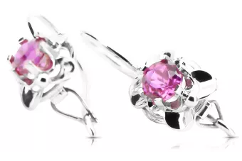 Pendientes vintage de plata 925 con amatista vec116s estilo soviético ruso