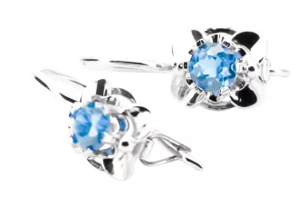 Pendientes vintage de plata 925 aguamarina vec116s estilo soviético ruso