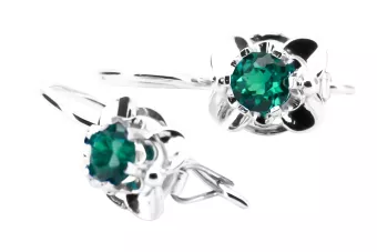 Pendientes vintage de plata 925 con esmeralda vec116s estilo soviético ruso