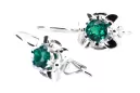 Vintage silver 925 Emerald earrings vec116s Russian Soviet style