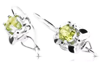 Cercei vintage din argint 925 galben peridot vec116s stil sovietic rusesc