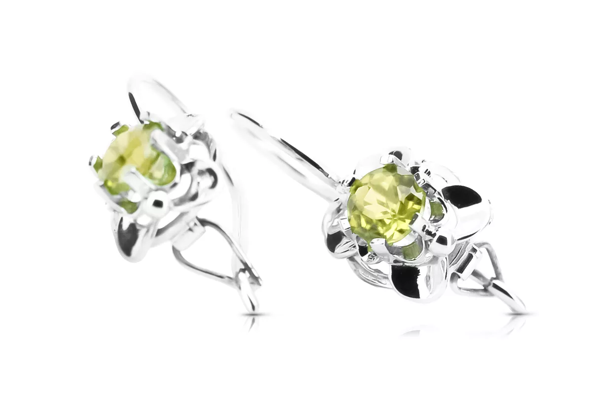 Boucles d'oreilles vintage argent 925 jaune peridot vec116s style soviétique russe