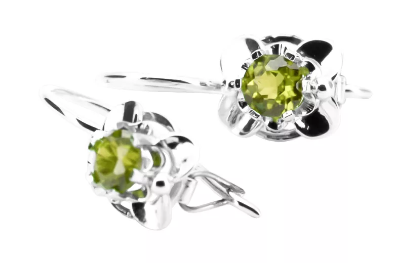 Vintage silver 925 yellow peridot earrings vec116s Russian Soviet style