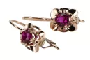 Vintage silver rose gold plated 925 Ruby earrings vec116rp Russian Soviet style