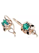 Vintage silver rose gold plated 925 Emerald earrings vec116rp Russian Soviet style