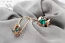 Vintage silver rose gold plated 925 Emerald earrings vec116rp Russian Soviet style