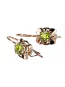 Vintage silver rose gold plated 925 yellow peridot earrings vec116rp Russian Soviet style