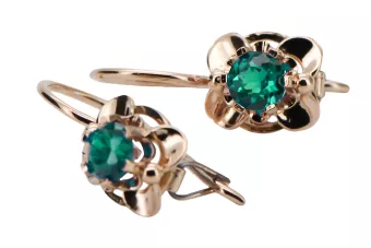 Original vintage din aur roz de 14k Smarald Cercei Vintage Craft  vec116r