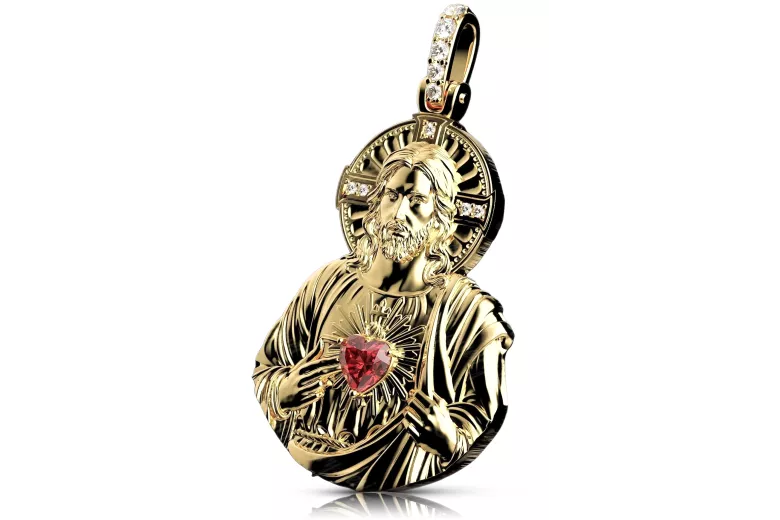 Colgante con icono de medallón de Jesús ★ https://zlotychlopak.pl/es/ ★ Oro 585 333 precio bajo