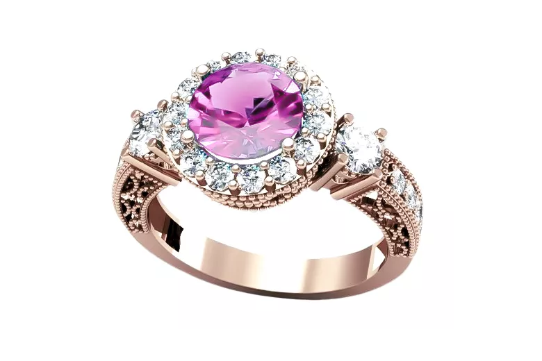 Amethyst Originales Vintage-Roségold aus 14 Karat Ring Vintage Stil vrc003r